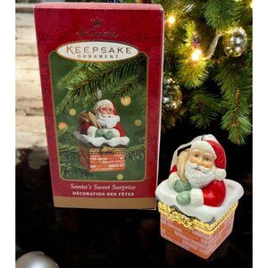 Hallmark Keepsake Santas Sweet Surprise Christmas Ornament Trinket Box 2001